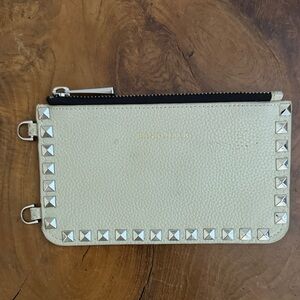 Bandolier Studded Cream Leather Pouch